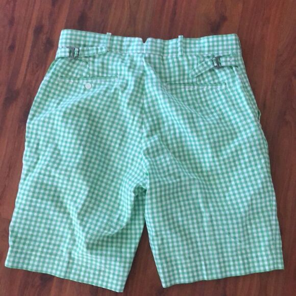 Vintage 1967 Ralph Lauren gingham green Bermuda shorts size 32 - Picture 6 of 9